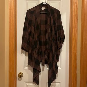 Black and Maroon Plaid Cover Up/Cardigan, Target/Knox Rose, size XL